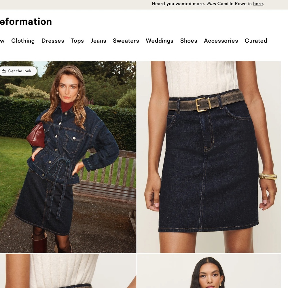 Reformation Mona Mid Rise Denim Skirt